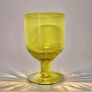 Vintage Retro MCM Yellow 5" Tall Wine Glass Stemware